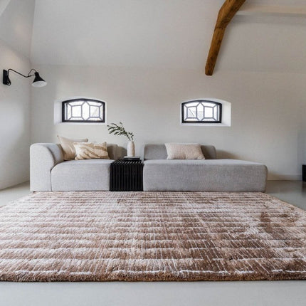 Vloerkleed Rectangle Bruin/Wit - Vloerkledenloods