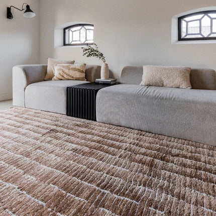 Vloerkleed Rectangle Bruin/Wit - Vloerkledenloods