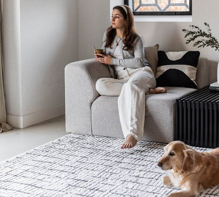 Vloerkleed Rectangle Creme wit/Zwart - Vloerkledenloods