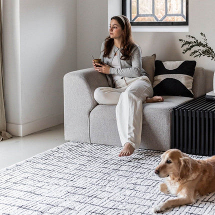 Vloerkleed Rectangle Creme wit/Zwart - Vloerkledenloods