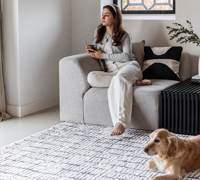 Vloerkleed Rectangle Creme wit/Zwart - Vloerkledenloods
