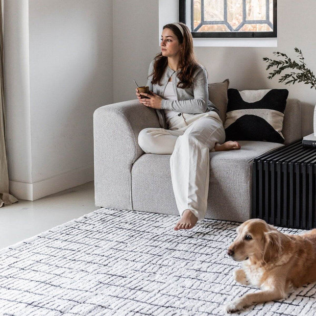 Vloerkleed Rectangle Creme wit/Zwart - Vloerkledenloods
