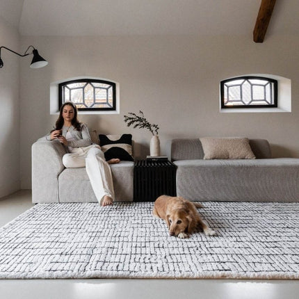 Vloerkleed Rectangle Creme wit/Zwart - Vloerkledenloods