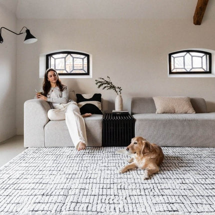 Vloerkleed Rectangle Creme wit/Zwart - Vloerkledenloods