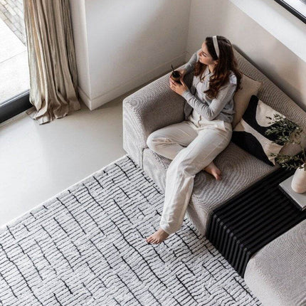 Vloerkleed Rectangle Creme wit/Zwart - Vloerkledenloods