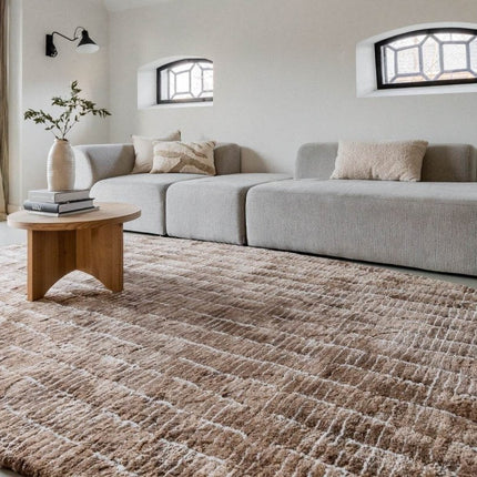 Vloerkleed Rectangle Edge Bruin/Wit - Vloerkledenloods