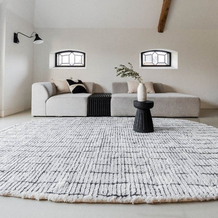 Vloerkleed Rectangle Edge Creme wit/Zwart - Vloerkledenloods