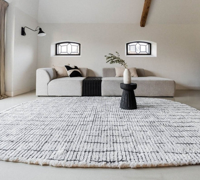 Vloerkleed Rectangle Edge Creme wit/Zwart - Vloerkledenloods