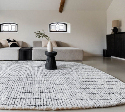 Vloerkleed Rectangle Edge Creme wit/Zwart - Vloerkledenloods