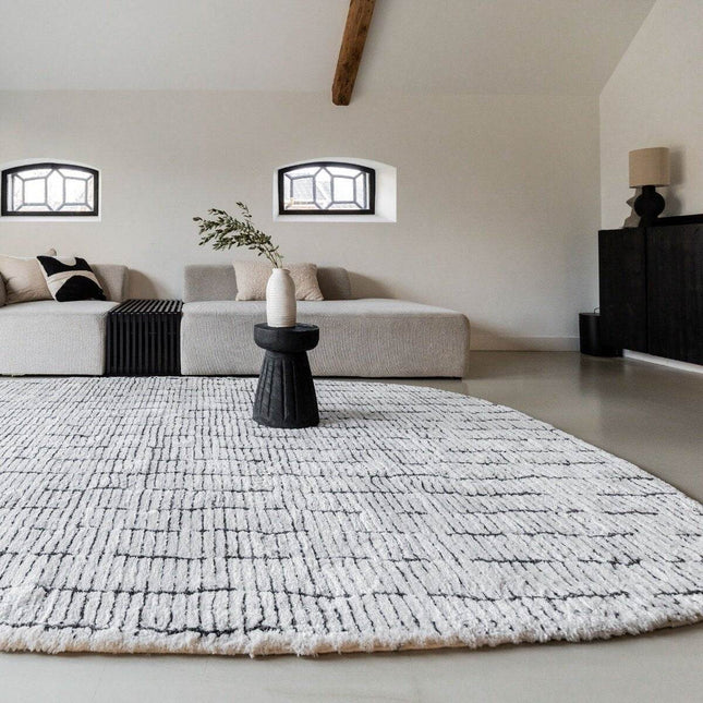 Vloerkleed Rectangle Edge Creme wit/Zwart - Vloerkledenloods