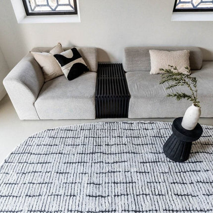 Vloerkleed Rectangle Edge Creme wit/Zwart - Vloerkledenloods