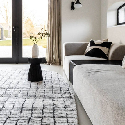 Vloerkleed Rectangle Edge Creme wit/Zwart - Vloerkledenloods
