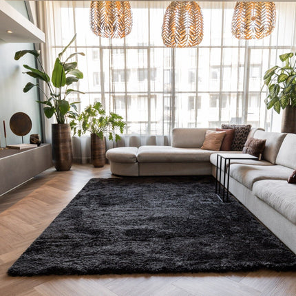 Hoogpolig vloerkleed Fender Antraciet/zwart