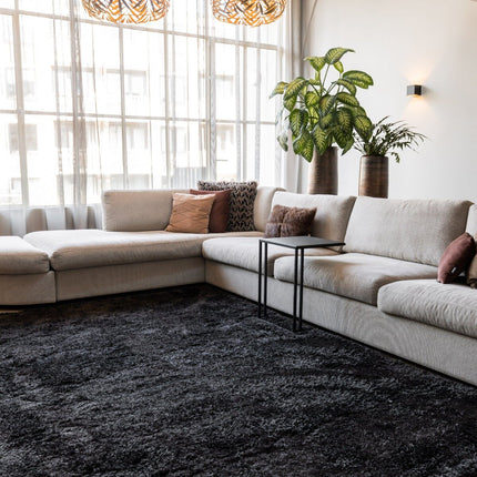 Hoogpolig vloerkleed Fender Antraciet/zwart