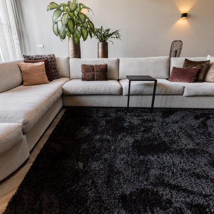 Hoogpolig vloerkleed Fender Antraciet/zwart