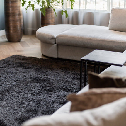 Hoogpolig vloerkleed Fender Antraciet/zwart