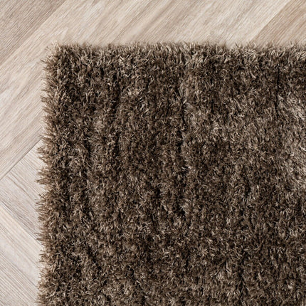 Hoogpolig loper vloerkleed Fender bruin