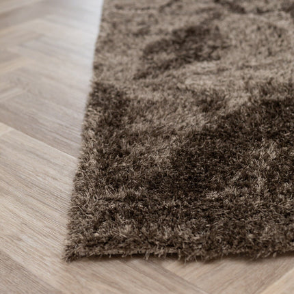 Hoogpolig loper vloerkleed Fender bruin