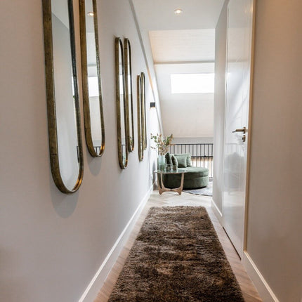 Hoogpolig loper vloerkleed Fender bruin