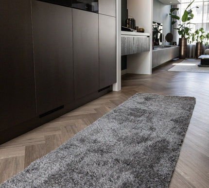 Hoogpolig loper vloerkleed Fender grijs/lichtgrijs