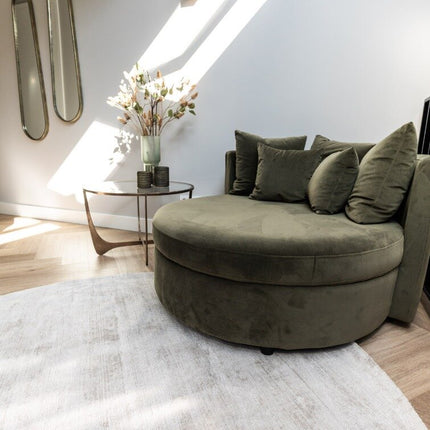 Rond Vloerkleed Felva Viscose Silk Silver
