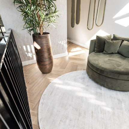 Rond Vloerkleed Felva Viscose Silk Silver