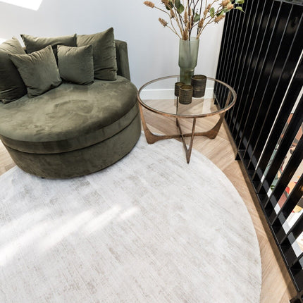 Rond Vloerkleed Felva Viscose Silk Silver