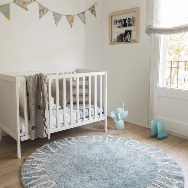 Wasbare vloerkleden - Lorena Canals wasbaar vloerkleed ABC Naturel Vintage Blauw - Vloerkledenloods