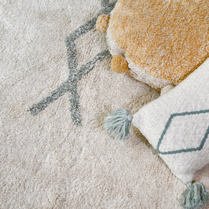 Wasbare vloerkleden - Lorena Canals wasbaar vloerkleed Atlas Naturel - Vintage Blauw - Vloerkledenloods