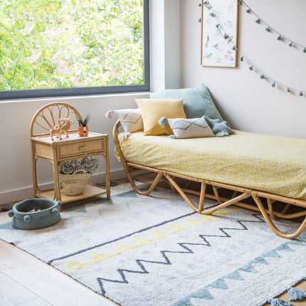 Wasbare vloerkleden - Lorena Canals wasbaar vloerkleed Azteca Vintage Blauw - Vloerkledenloods