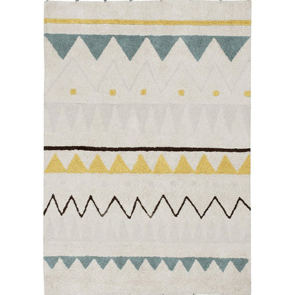 Wasbare vloerkleden - Lorena Canals wasbaar vloerkleed Azteca Vintage Blauw - Vloerkledenloods