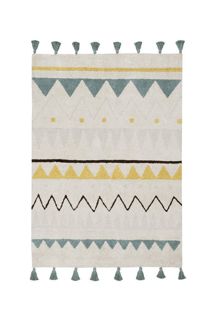 Wasbare vloerkleden - Lorena Canals wasbaar vloerkleed Azteca Vintage Blauw - Vloerkledenloods