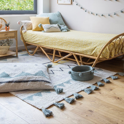 Wasbare vloerkleden - Lorena Canals wasbaar vloerkleed Azteca Vintage Blauw - Vloerkledenloods