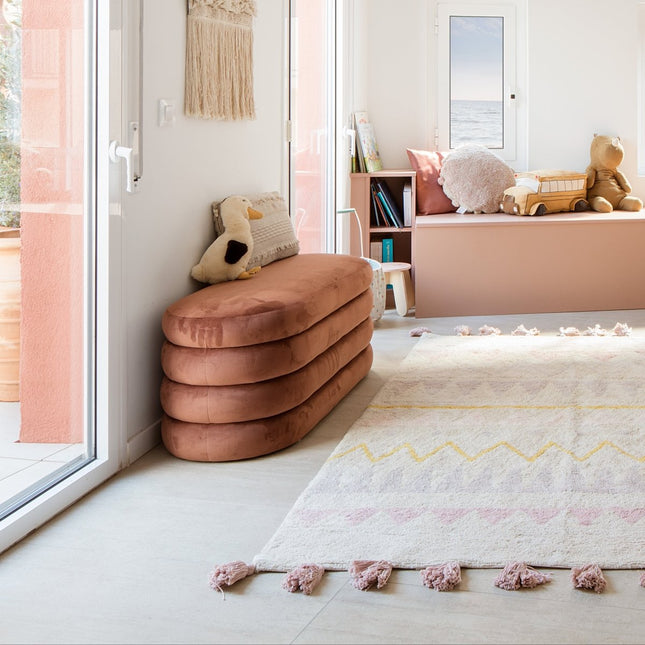 Wasbare vloerkleden - Lorena Canals wasbaar vloerkleed Azteca Vintage Nude - Vloerkledenloods