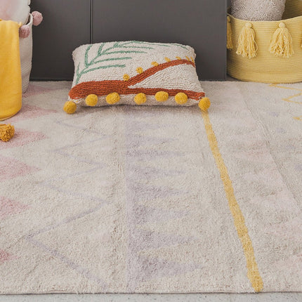 Wasbare vloerkleden - Lorena Canals wasbaar vloerkleed Azteca Vintage Nude - Vloerkledenloods