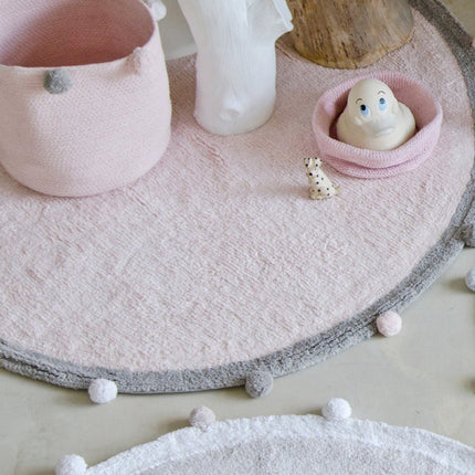 Wasbare vloerkleden - Lorena Canals wasbaar vloerkleed Bubbly Soft Roze - Grijs - Vloerkledenloods