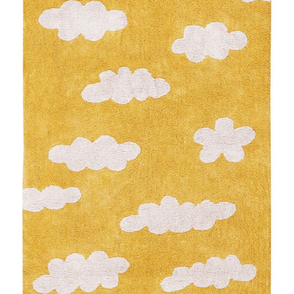 Wasbare vloerkleden - Lorena Canals wasbaar vloerkleed Clouds Mosterd - Vloerkledenloods