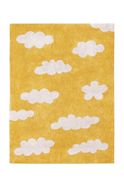 Wasbare vloerkleden - Lorena Canals wasbaar vloerkleed Clouds Mosterd - Vloerkledenloods