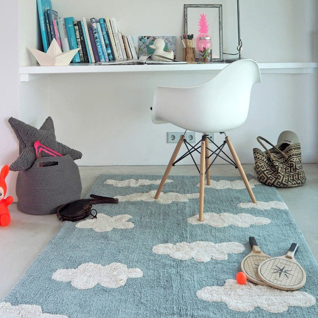 Wasbare vloerkleden - Lorena Canals wasbaar vloerkleed Clouds Vintage Blauw - Vloerkledenloods
