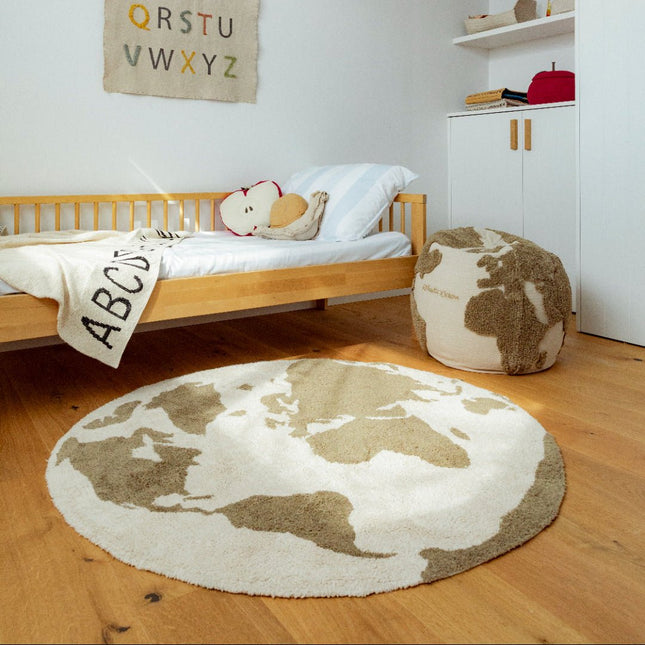 Wasbare vloerkleden - Lorena Canals wasbaar vloerkleed Cycled World Map - Vloerkledenloods