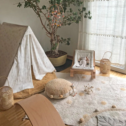 Wasbare vloerkleden - Lorena Canals wasbaar vloerkleed Hippy Dots Honing - Vloerkledenloods