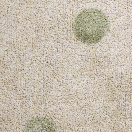 Wasbare vloerkleden - Lorena Canals wasbaar vloerkleed Hippy Dots Olijf - Vloerkledenloods