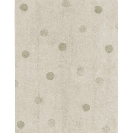 Wasbare vloerkleden - Lorena Canals wasbaar vloerkleed Hippy Dots Olijf - Vloerkledenloods