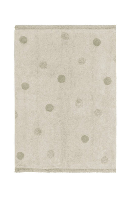 Wasbare vloerkleden - Lorena Canals wasbaar vloerkleed Hippy Dots Olijf - Vloerkledenloods