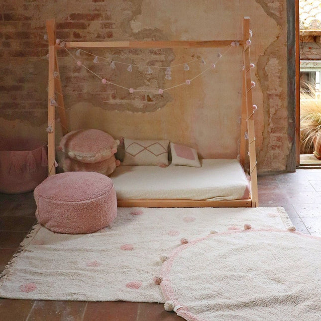 Wasbare vloerkleden - Lorena Canals wasbaar vloerkleed Hippy Dots Vintage Nude - Vloerkledenloods