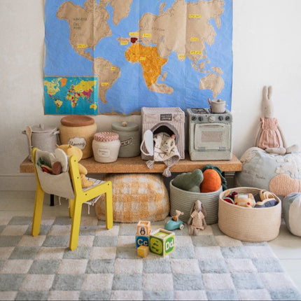 Wasbare vloerkleden - Lorena Canals wasbaar vloerkleed Kitchen Tiles Blauw Salie - Vloerkledenloods