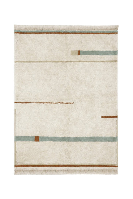 Wasbare vloerkleden - Lorena Canals wasbaar vloerkleed Lanes Vintage Blauw - Vloerkledenloods