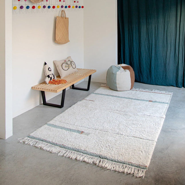 Wasbare vloerkleden - Lorena Canals wasbaar vloerkleed Lanes Vintage Blauw - Vloerkledenloods