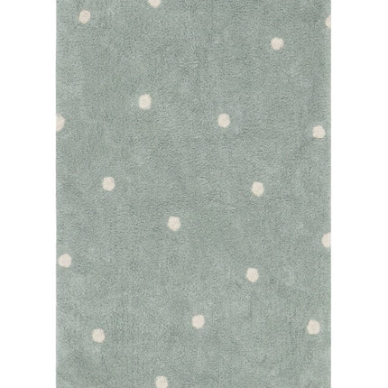 Wasbare vloerkleden - Lorena Canals wasbaar vloerkleed Mini Dot Blauw Salie - Vloerkledenloods