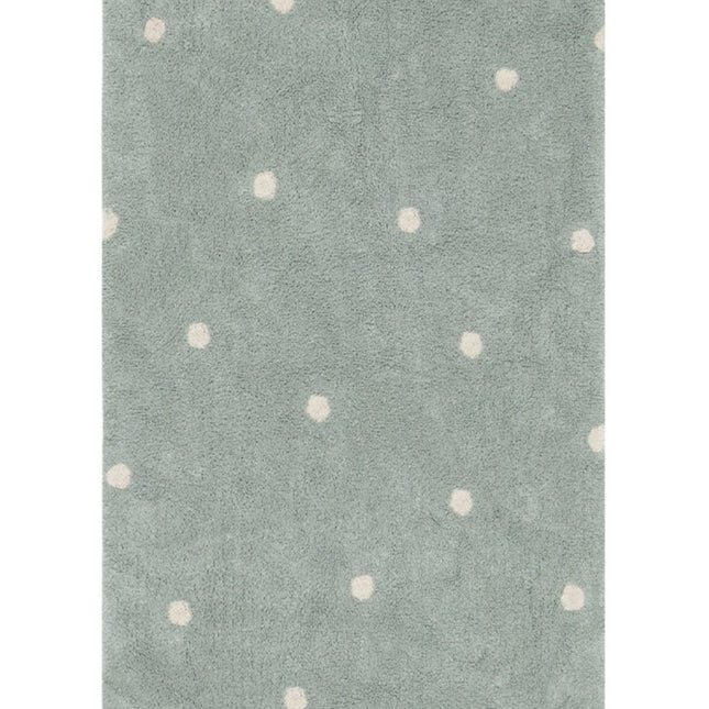 Wasbare vloerkleden - Lorena Canals wasbaar vloerkleed Mini Dot Blauw Salie - Vloerkledenloods